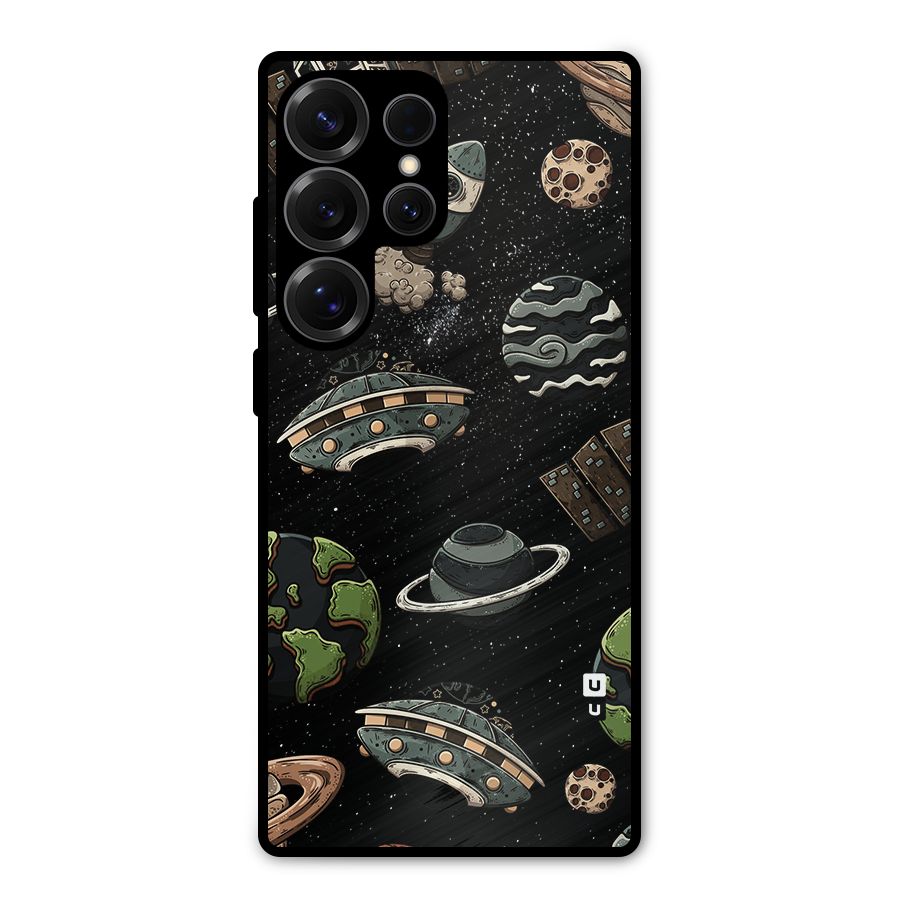 Cosmos Night Sky Anime Pattern Metal Back Case for Galaxy S25 Ultra