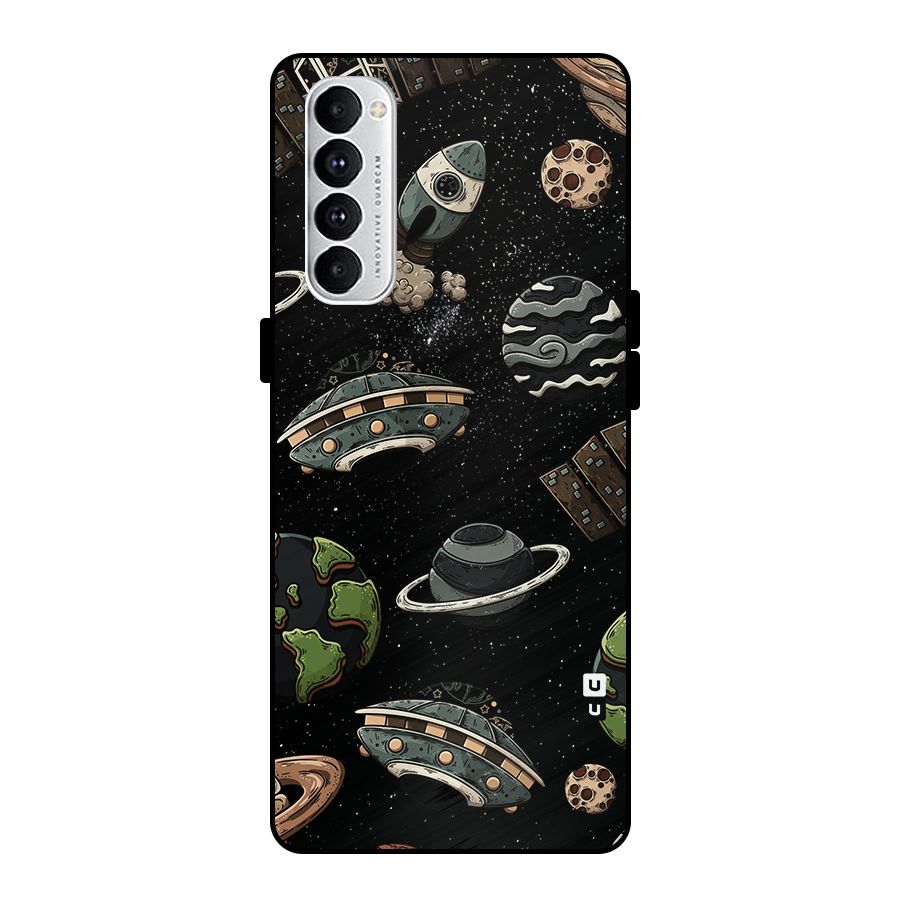 Cosmos Night Sky Anime Pattern Metal Back Case for Oppo Reno4 Pro