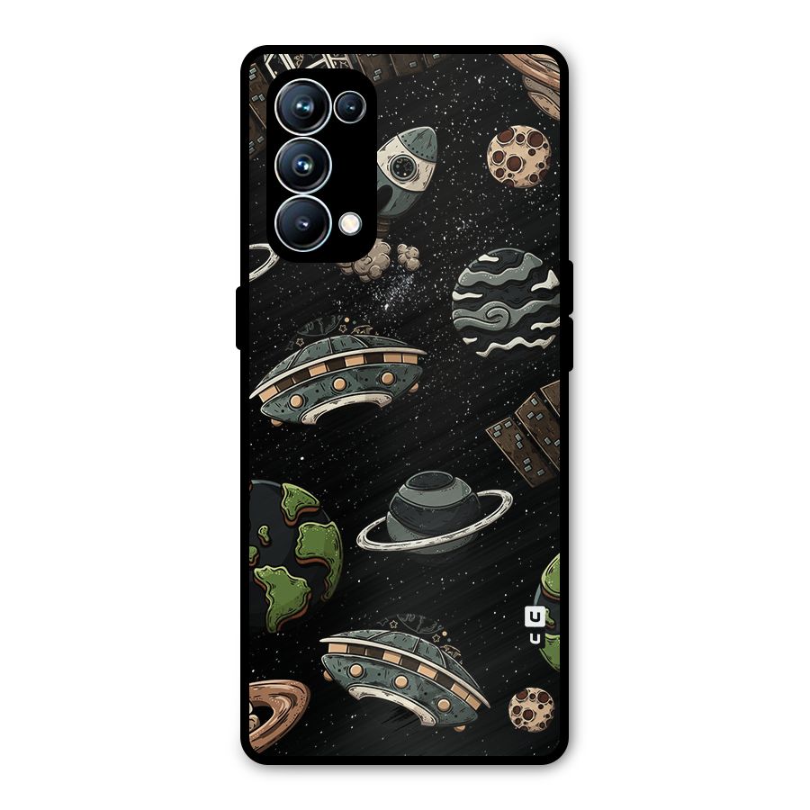 Cosmos Night Sky Anime Pattern Metal Back Case for Oppo Reno5 Pro 5G