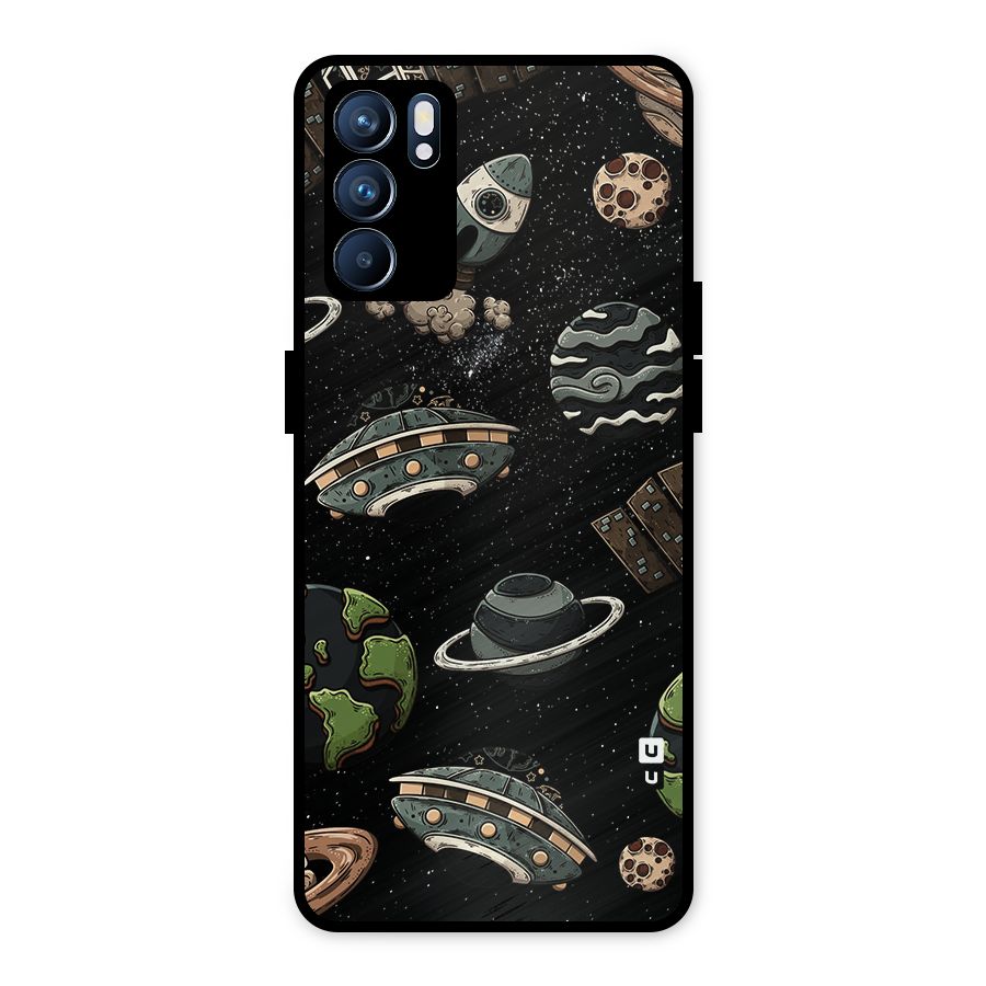 Cosmos Night Sky Anime Pattern Metal Back Case for Oppo Reno6 5G