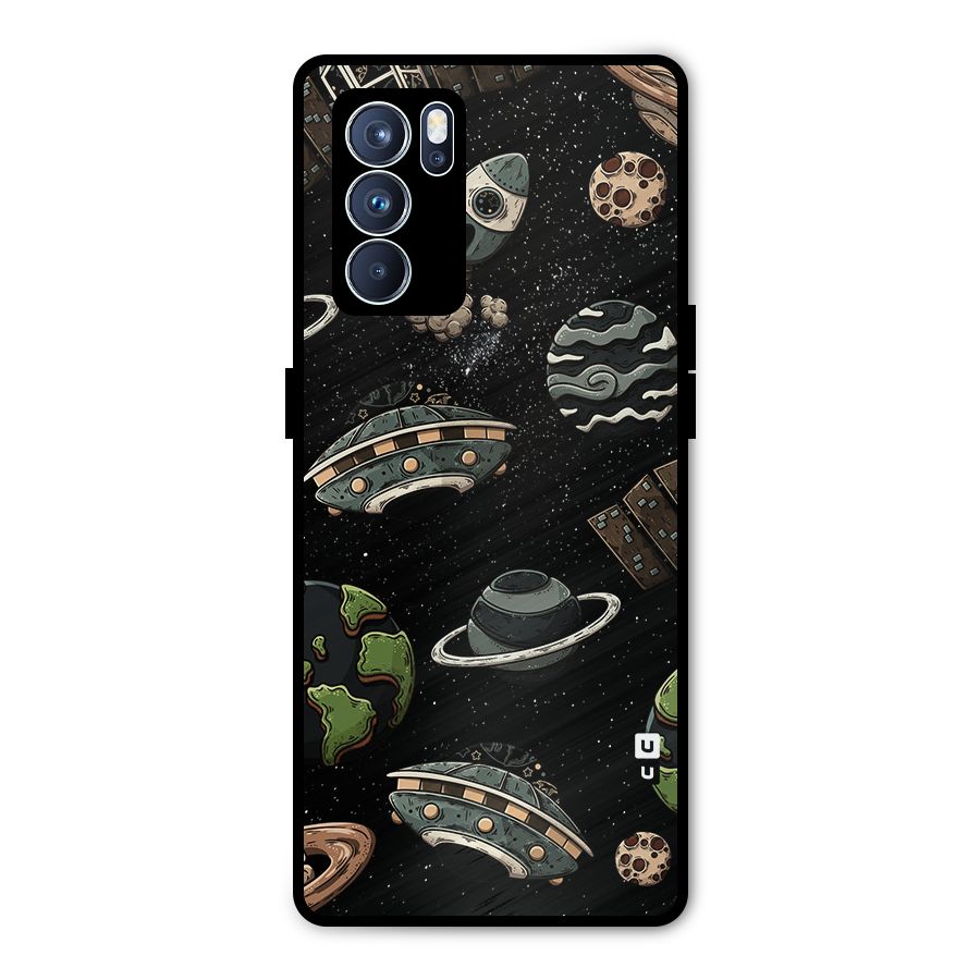Cosmos Night Sky Anime Pattern Metal Back Case for Oppo Reno6 Pro 5G
