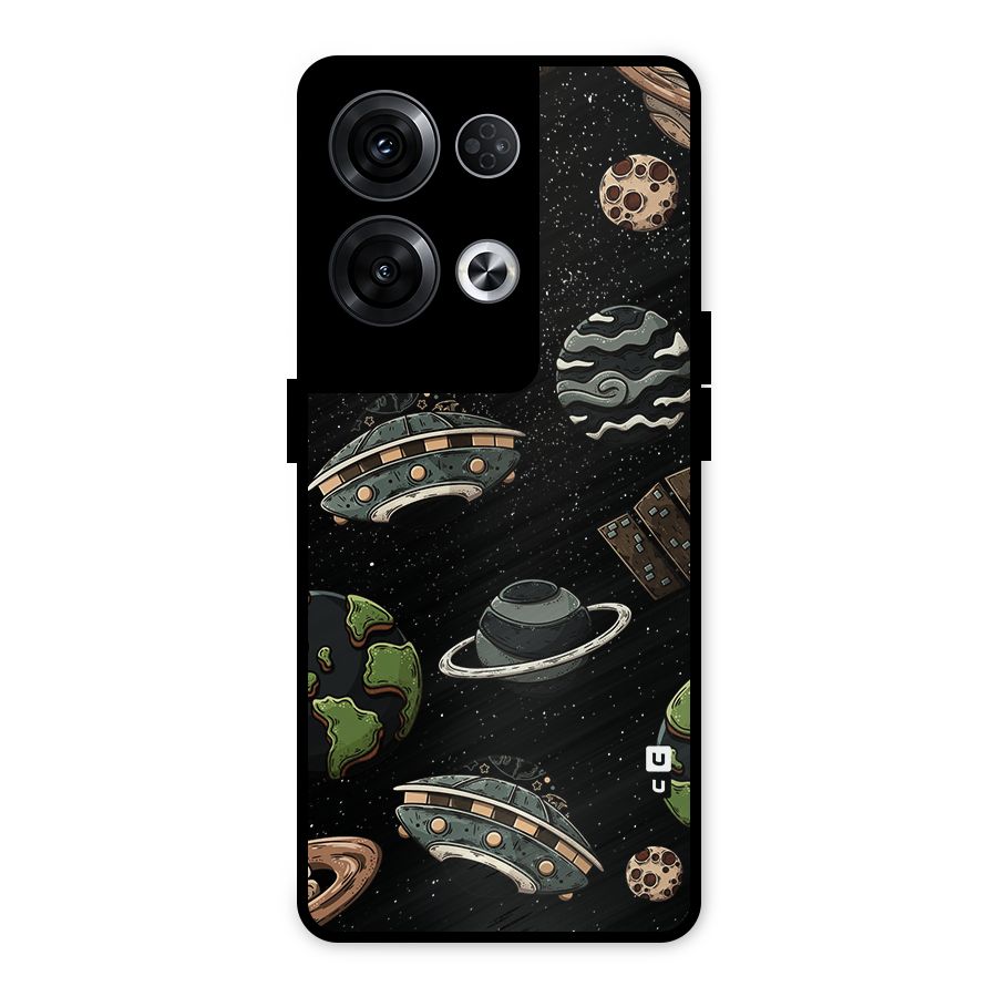 Cosmos Night Sky Anime Pattern Metal Back Case for Oppo Reno8 Pro 5G