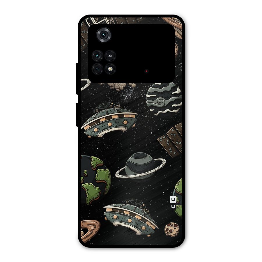 Cosmos Night Sky Anime Pattern Metal Back Case for Poco M4 Pro 4G