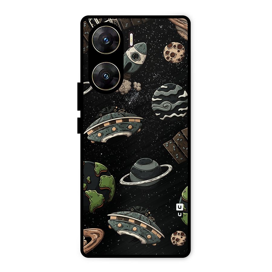 Cosmos Night Sky Anime Pattern Metal Back Case for Vivo V29e