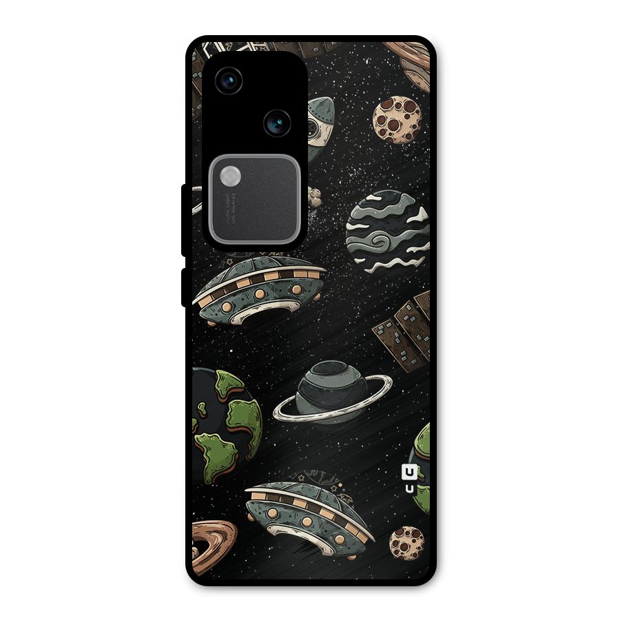 Cosmos Night Sky Anime Pattern Metal Back Case for Vivo V30 Pro