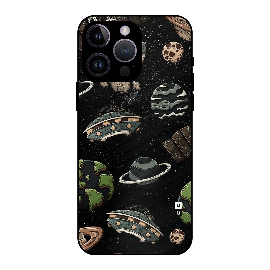 Cosmos Night Sky Anime Pattern Metal Back Case for iPhone 14 Pro Max