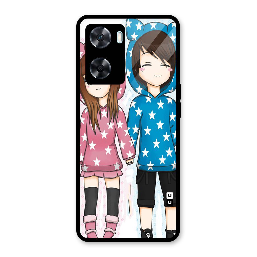Couple In Stars Glass Back Case for Oppo A77s