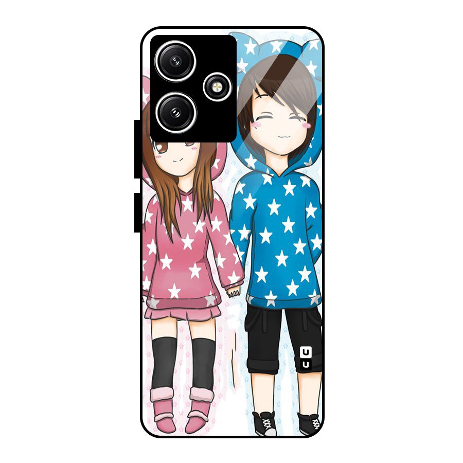 Couple In Stars Glass Back Case for Poco M6 Pro