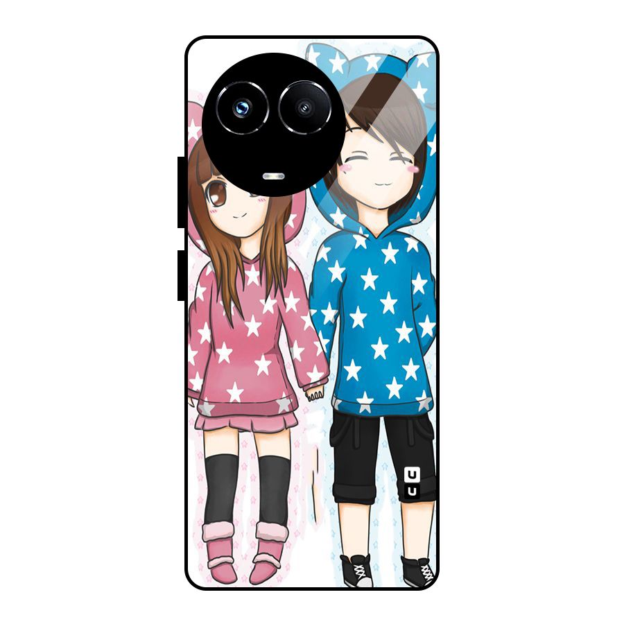 Couple In Stars Glass Back Case for Realme 11X