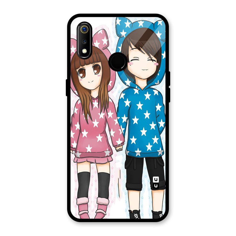 Couple In Stars Glass Back Case for Realme 3i