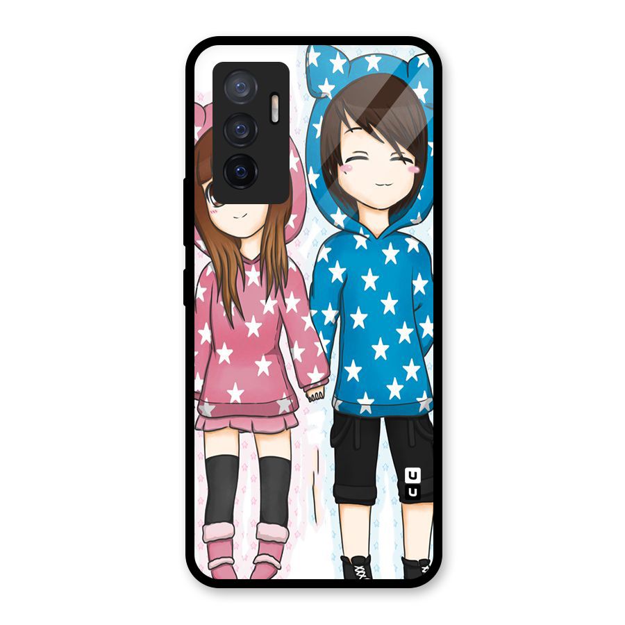Couple In Stars Glass Back Case for Vivo V23e