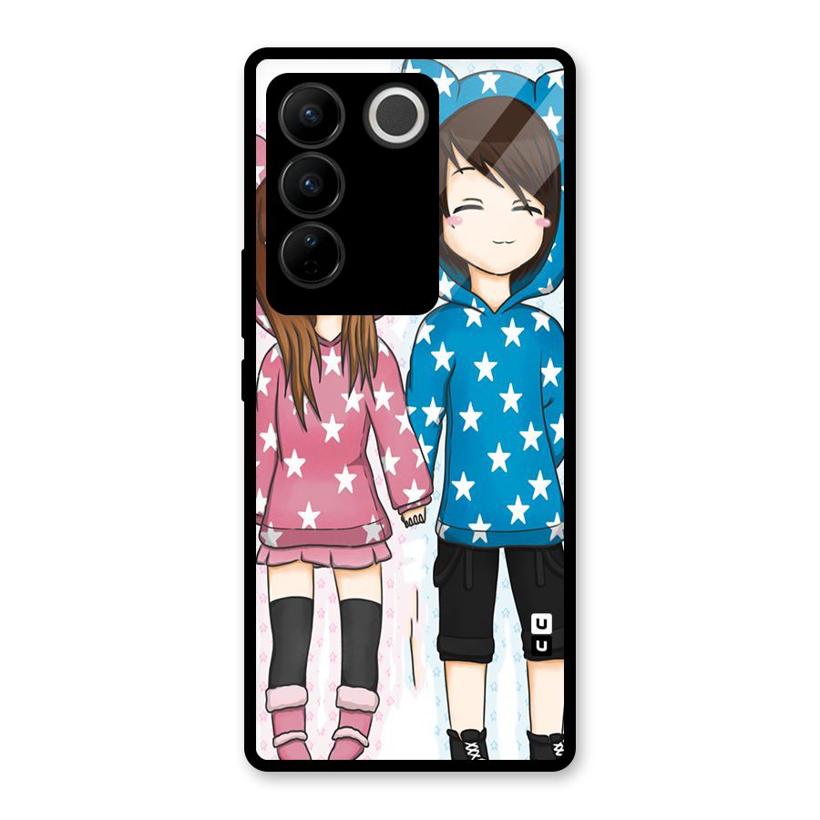 Couple In Stars Glass Back Case for Vivo V27 Pro