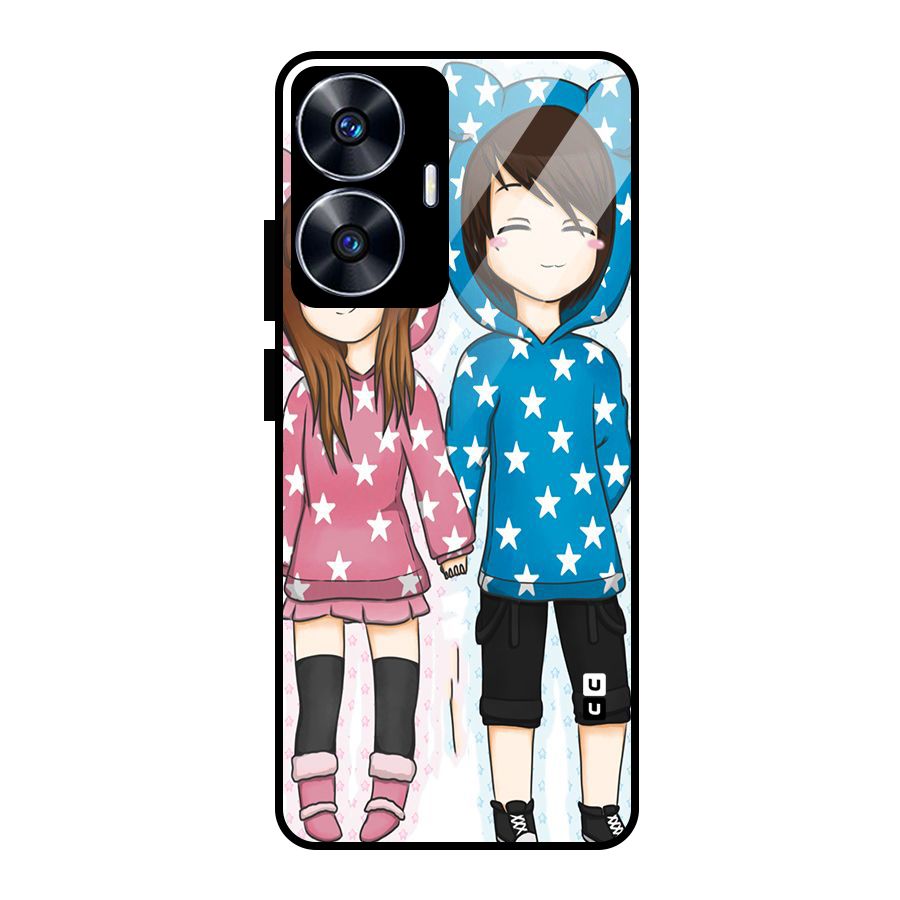 Couple In Stars Glass Back Case for realme C55