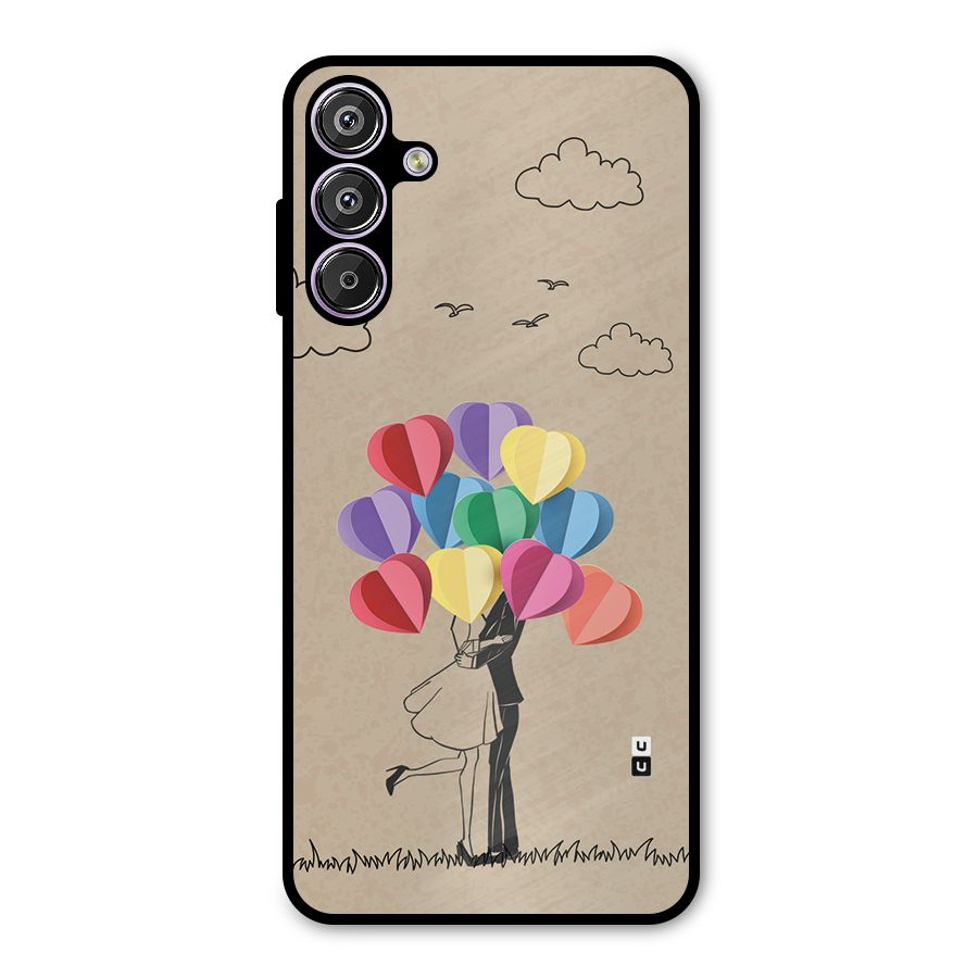 Couple With Card Baloons Metal Back Case for Galaxy F15