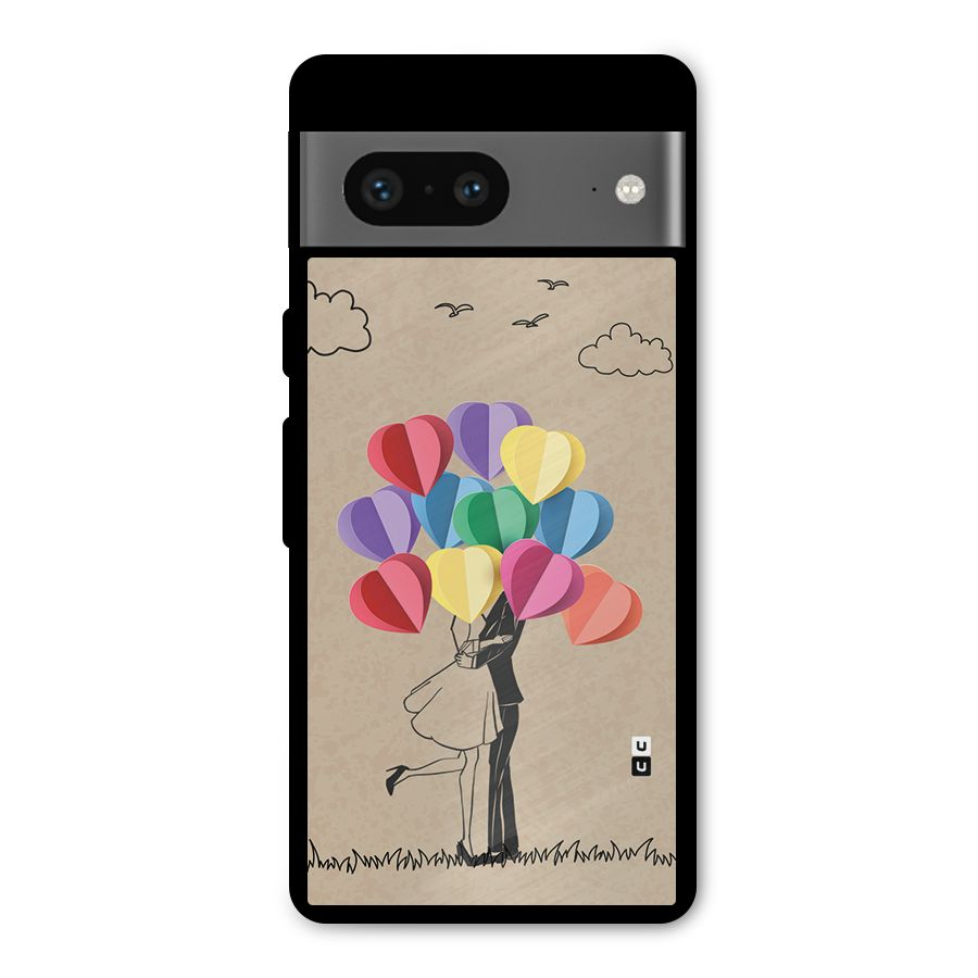 Couple With Card Baloons Metal Back Case for Google Pixel 7