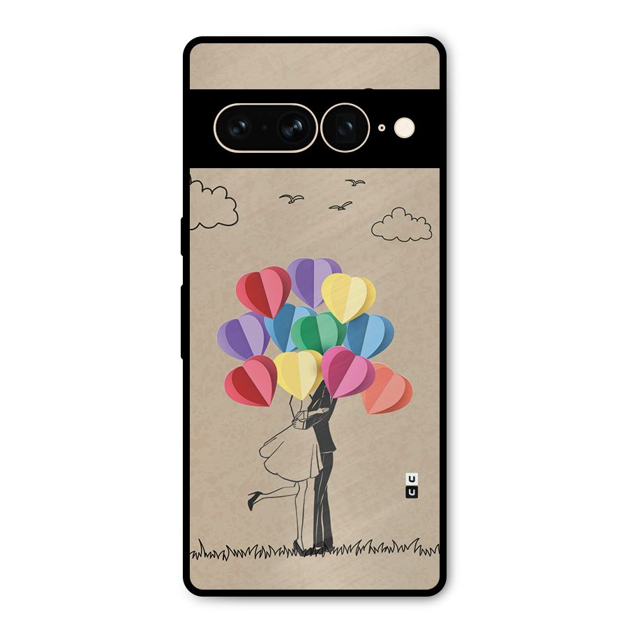 Couple With Card Baloons Metal Back Case for Google Pixel 7 Pro
