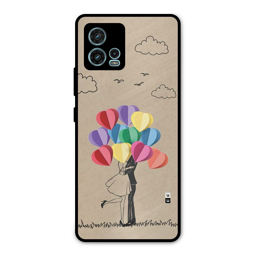 Couple With Card Baloons Metal Back Case for Moto G72