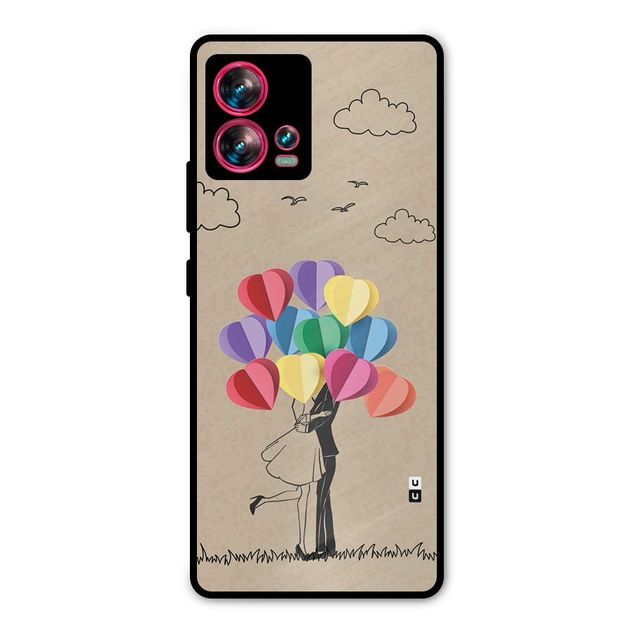 Couple With Card Baloons Metal Back Case for Motorola Edge 30 Fusion