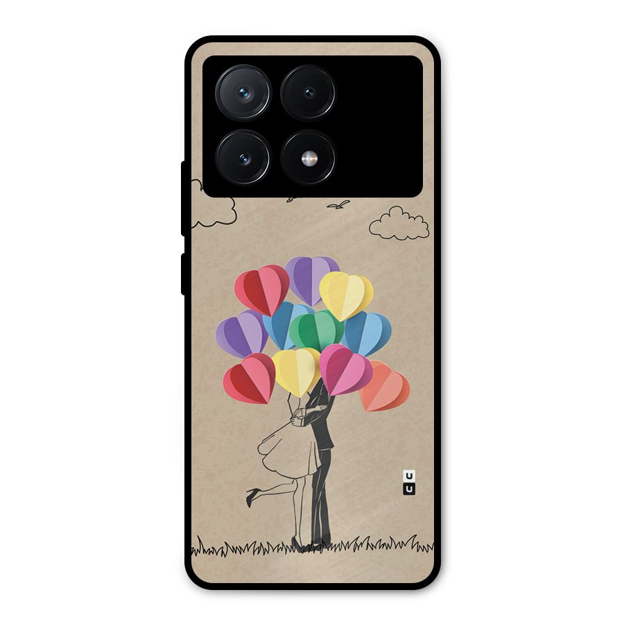 Couple With Card Baloons Metal Back Case for Poco X6 Pro