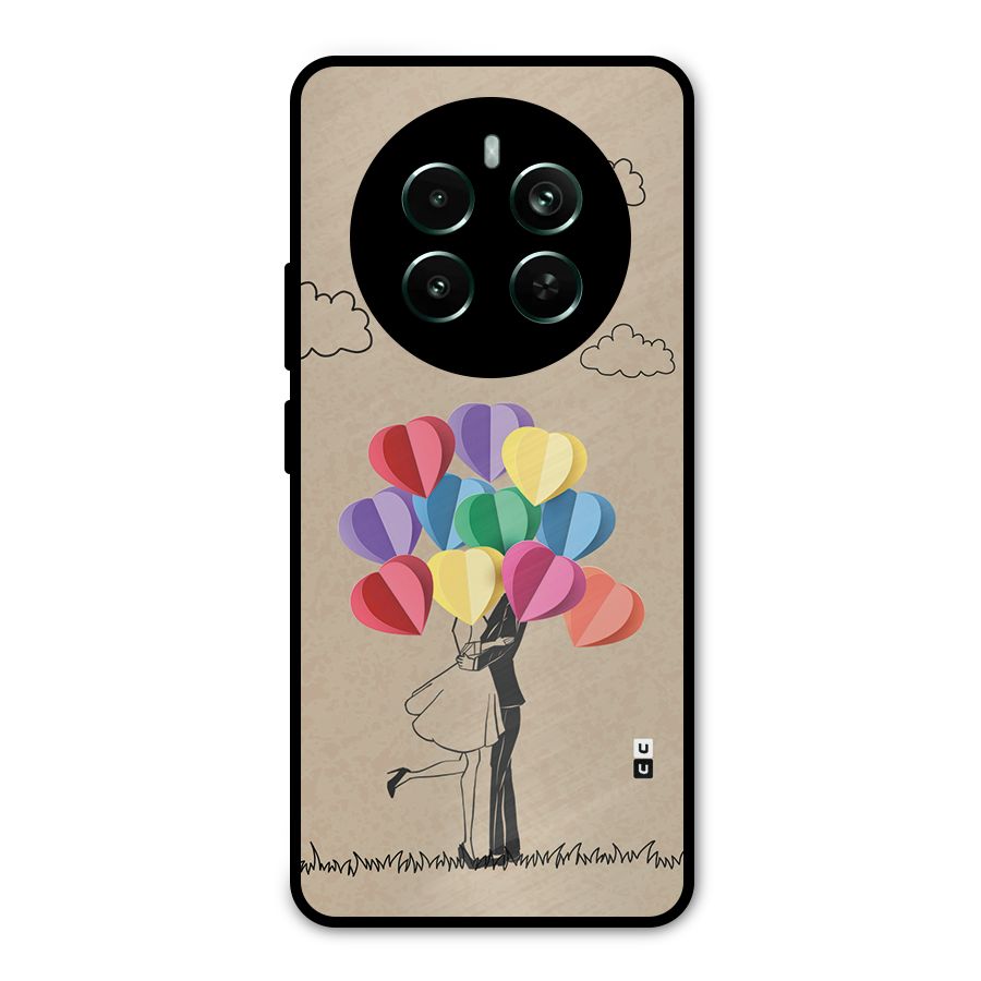 Couple With Card Baloons Metal Back Case for Realme 12 Pro Plus