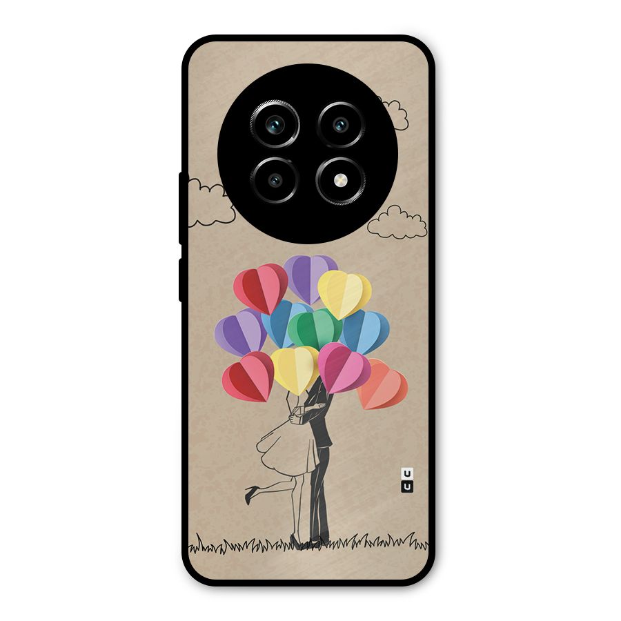 Couple With Card Baloons Metal Back Case for Realme 14 Pro Lite