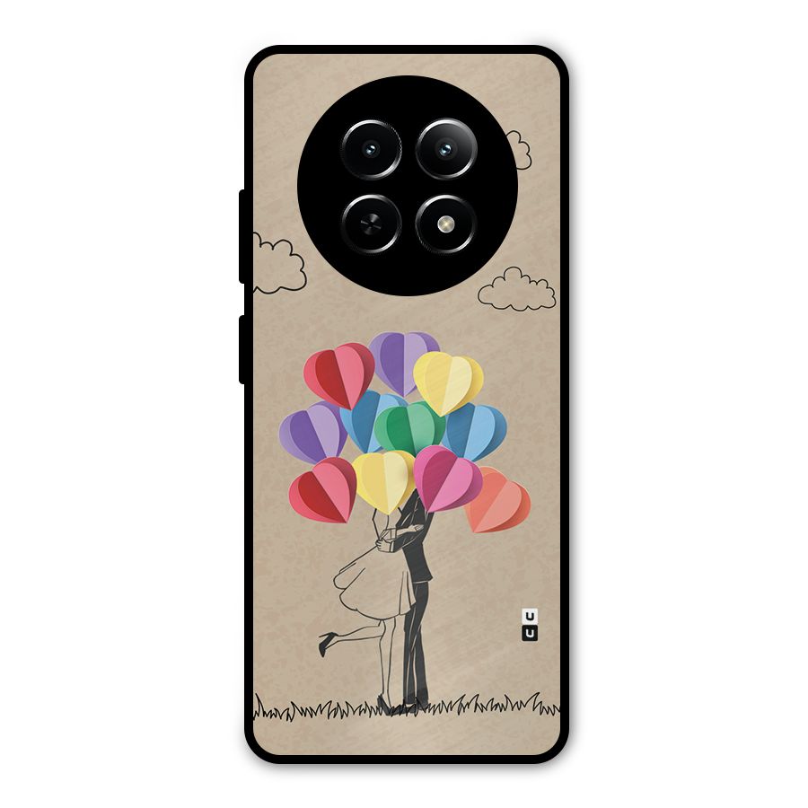 Couple With Card Baloons Metal Back Case for Realme Narzo 70x 5G