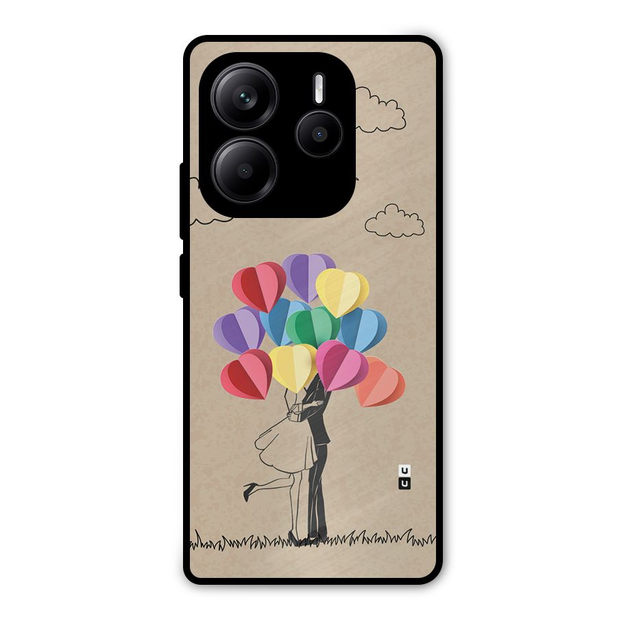 Couple With Card Baloons Metal Back Case for Redmi Note 14 5G