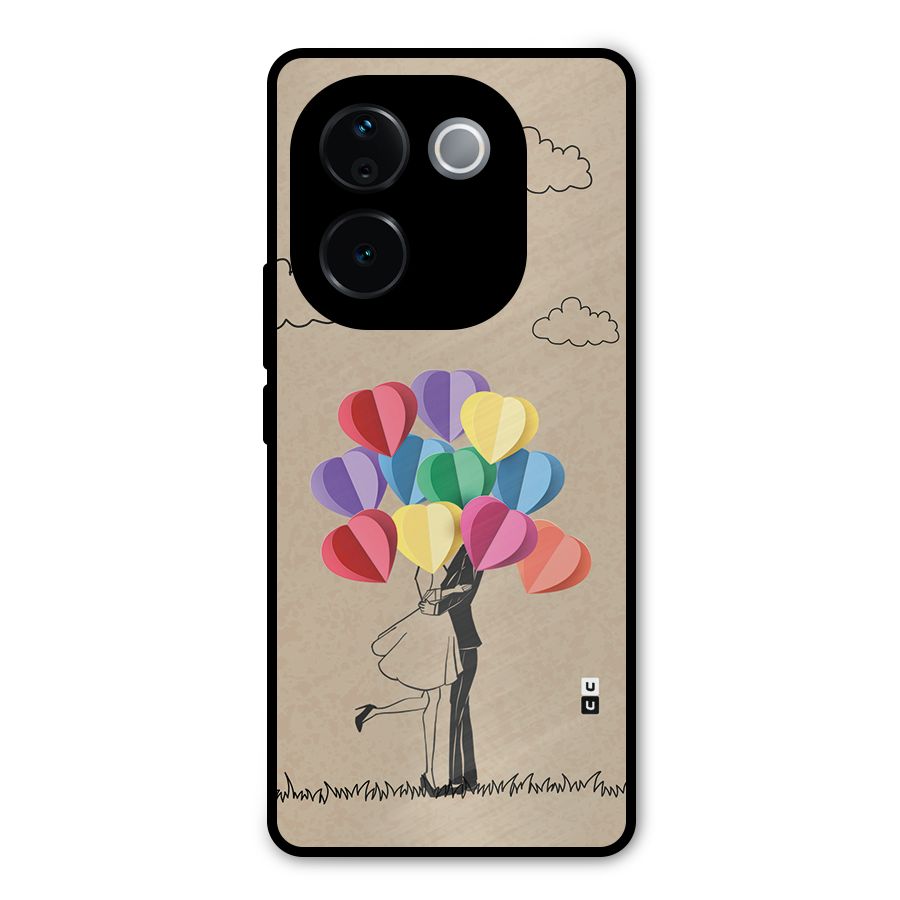 Couple With Card Baloons Metal Back Case for Vivo T3 Pro