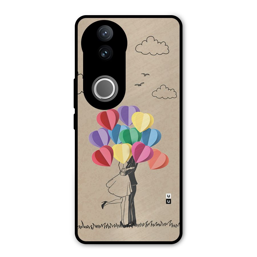 Couple With Card Baloons Metal Back Case for Vivo V50