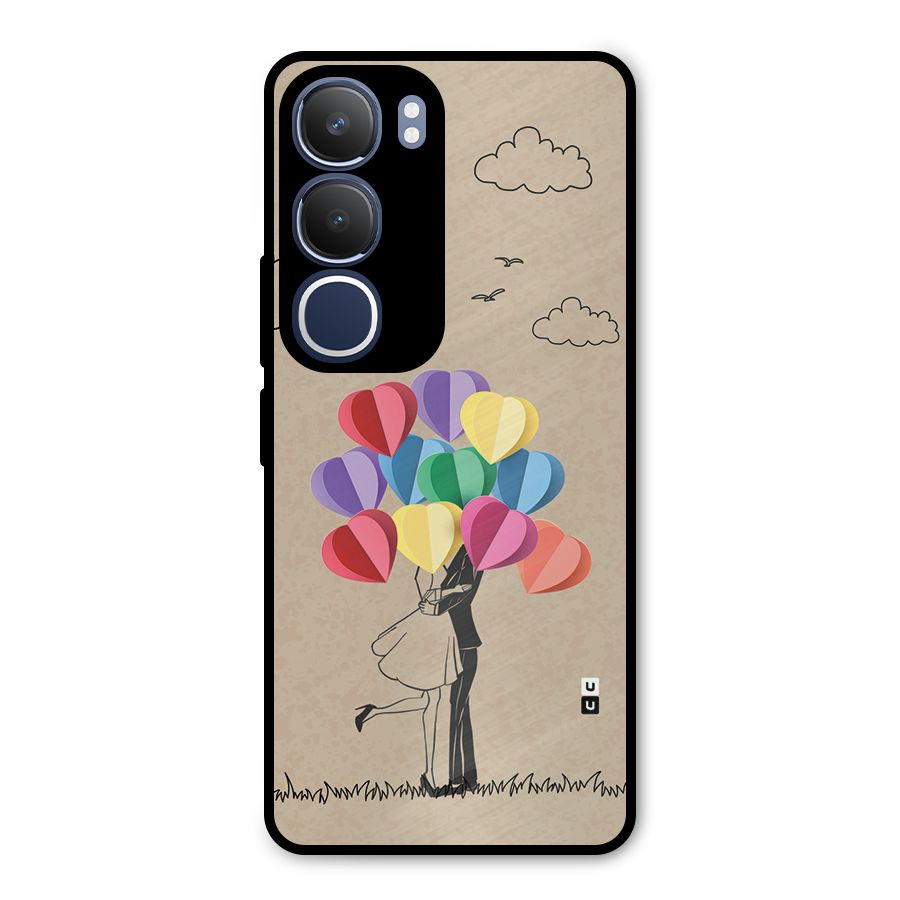 Couple With Card Baloons Metal Back Case for Vivo Y29