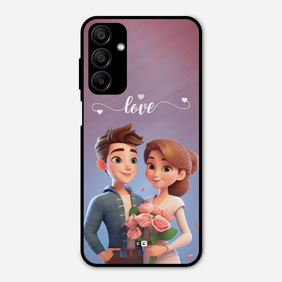 Couple With Flower Metal Back Case for Galaxy A15 5G
