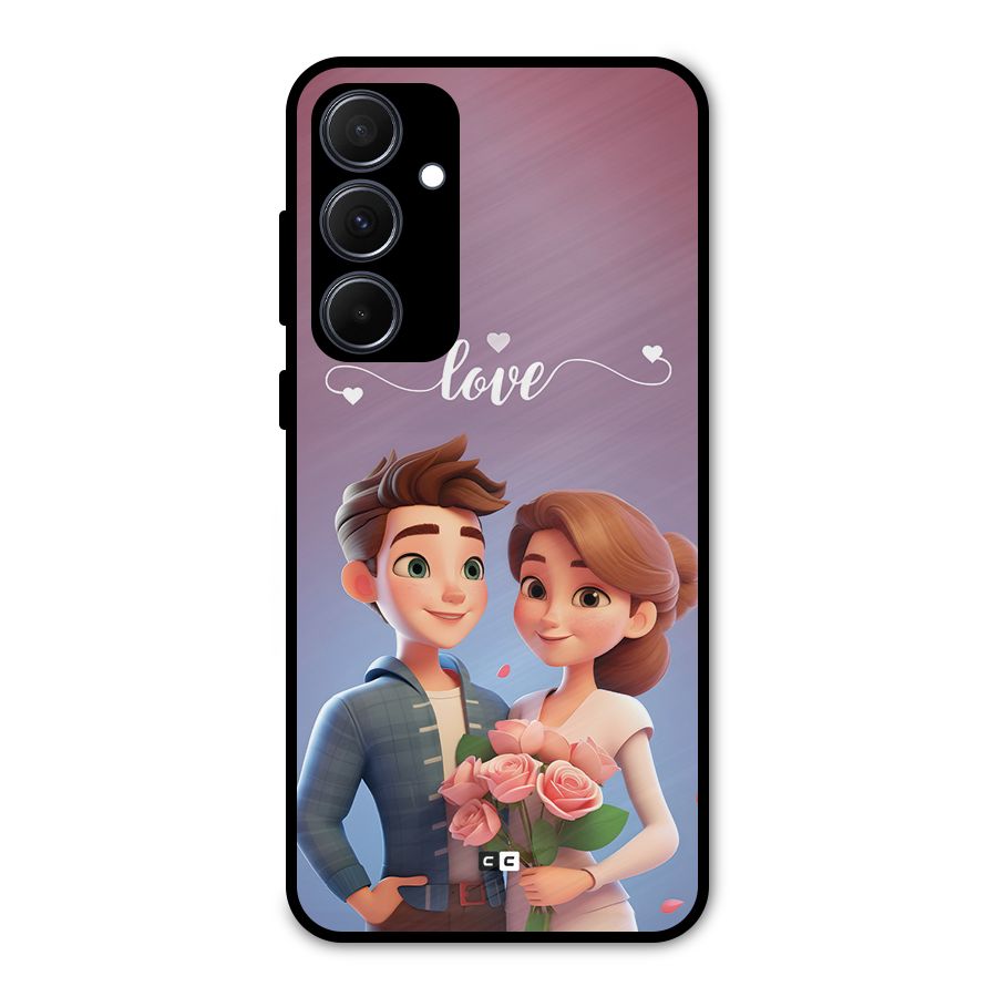 Couple With Flower Metal Back Case for Galaxy A35