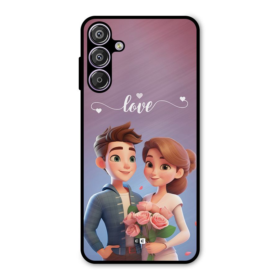 Couple With Flower Metal Back Case for Galaxy M15