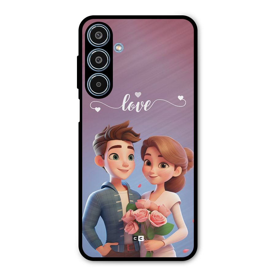 Couple With Flower Metal Back Case for Galaxy M35