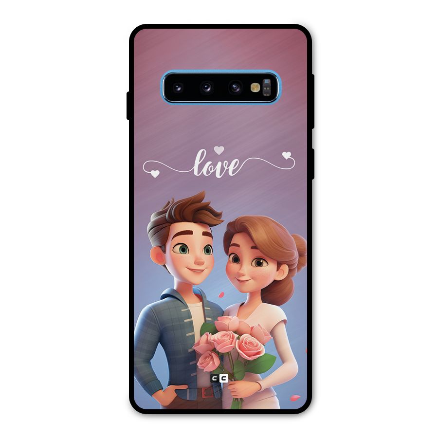 Couple With Flower Metal Back Case for Galaxy S10