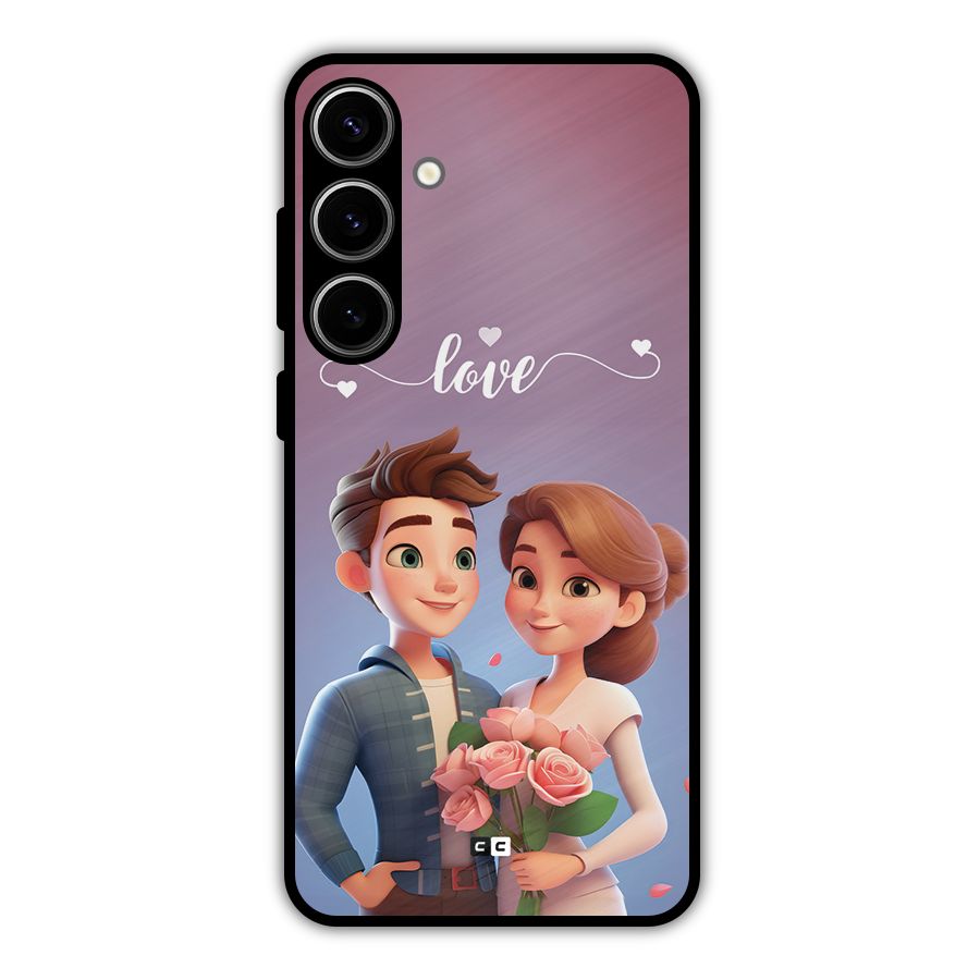 Couple With Flower Metal Back Case for Galaxy S24 Plus