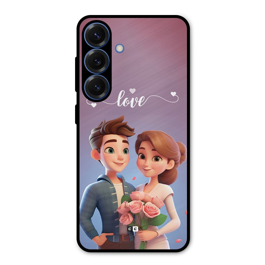 Couple With Flower Metal Back Case for Galaxy S25