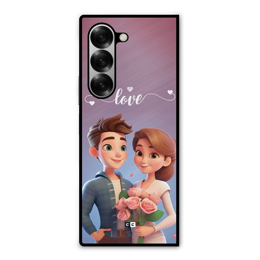 Couple With Flower Metal Back Case for Galaxy Z Fold6