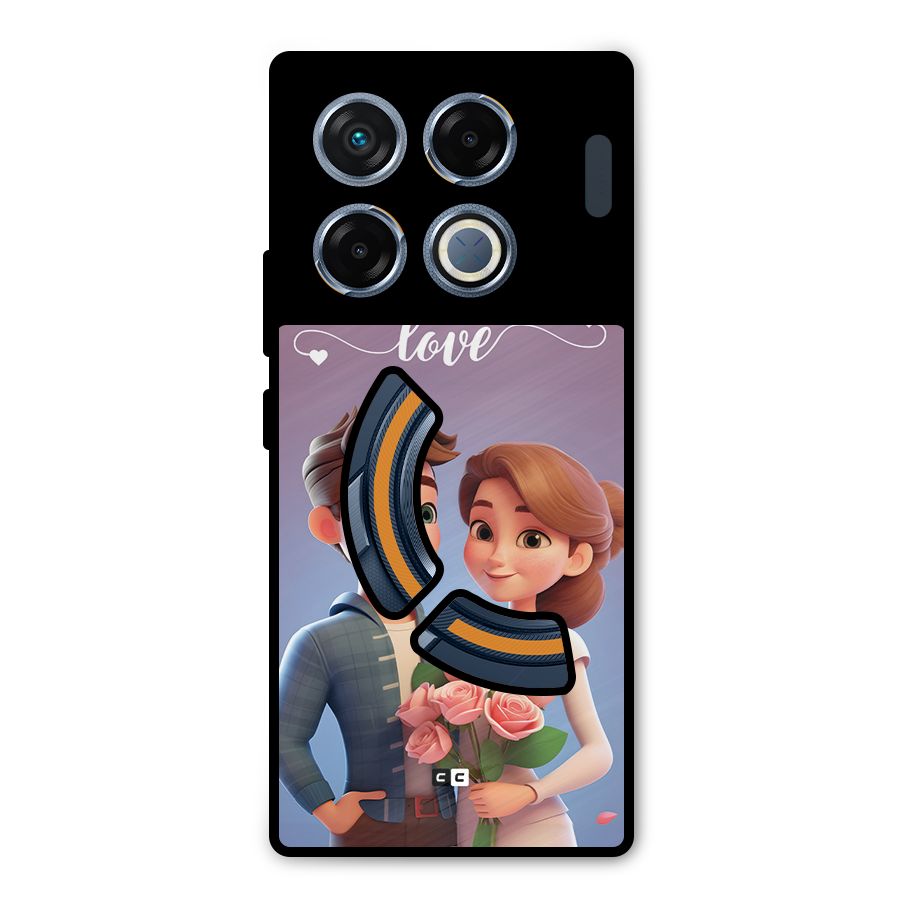 Couple With Flower Metal Back Case for Infinix GT 20 Pro