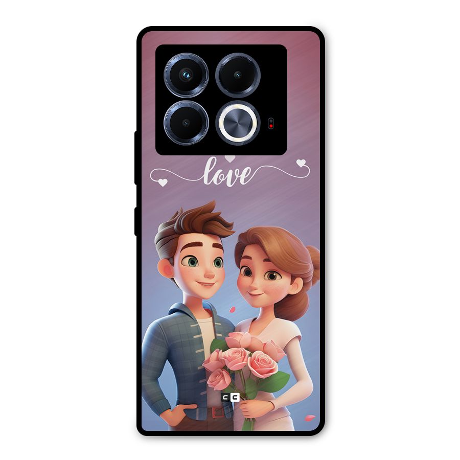 Couple With Flower Metal Back Case for Infinix Note 40 5G