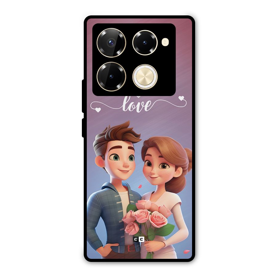 Couple With Flower Metal Back Case for Infinix Note 40 Pro