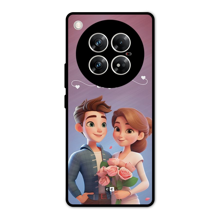 Couple With Flower Metal Back Case for Infinix Zero 40 5G