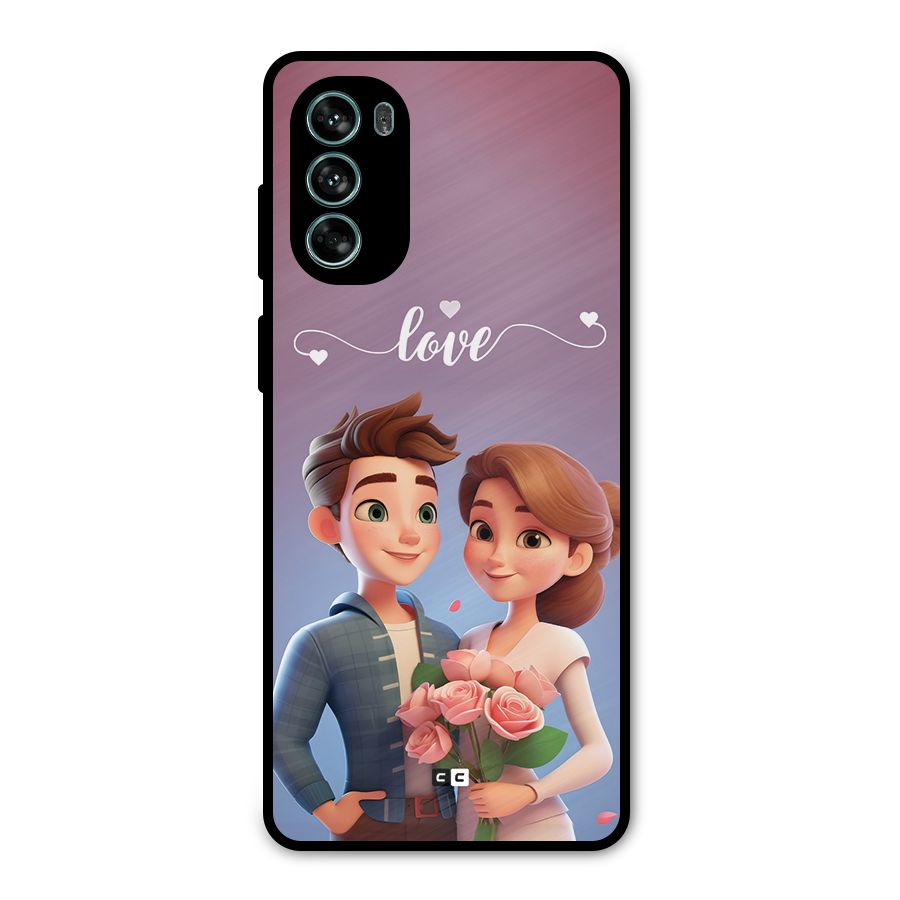 Couple With Flower Metal Back Case for Moto G62