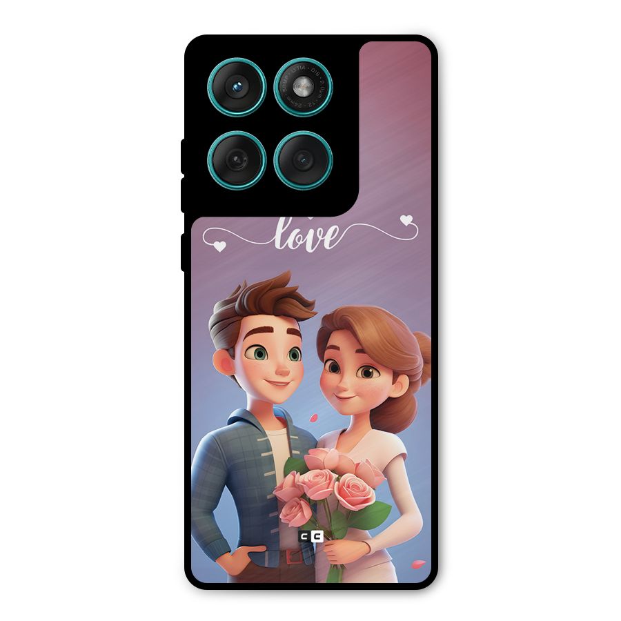 Couple With Flower Metal Back Case for Motorola Edge 60 Fusion
