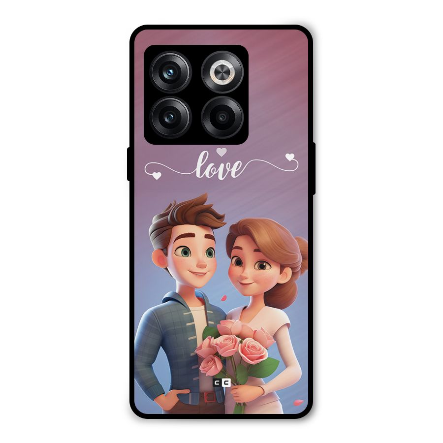 Couple With Flower Metal Back Case for OnePlus 10T