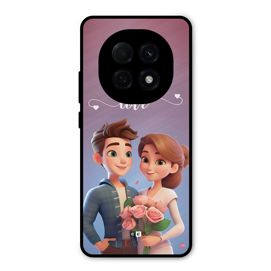 Couple With Flower Metal Back Case for Oppo F29 Pro