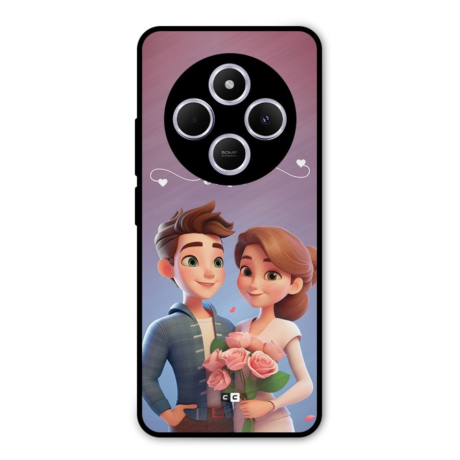 Couple With Flower Metal Back Case for Poco C75 5G