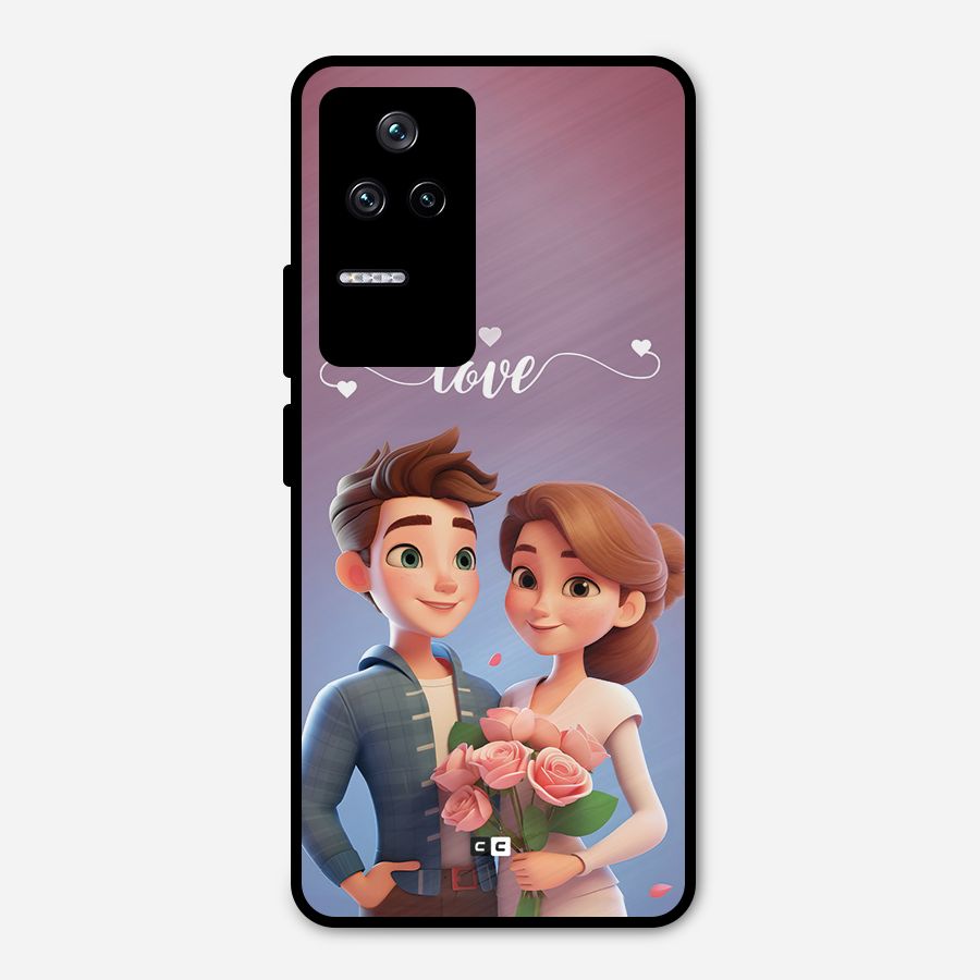 Couple With Flower Metal Back Case for Poco F4 5G