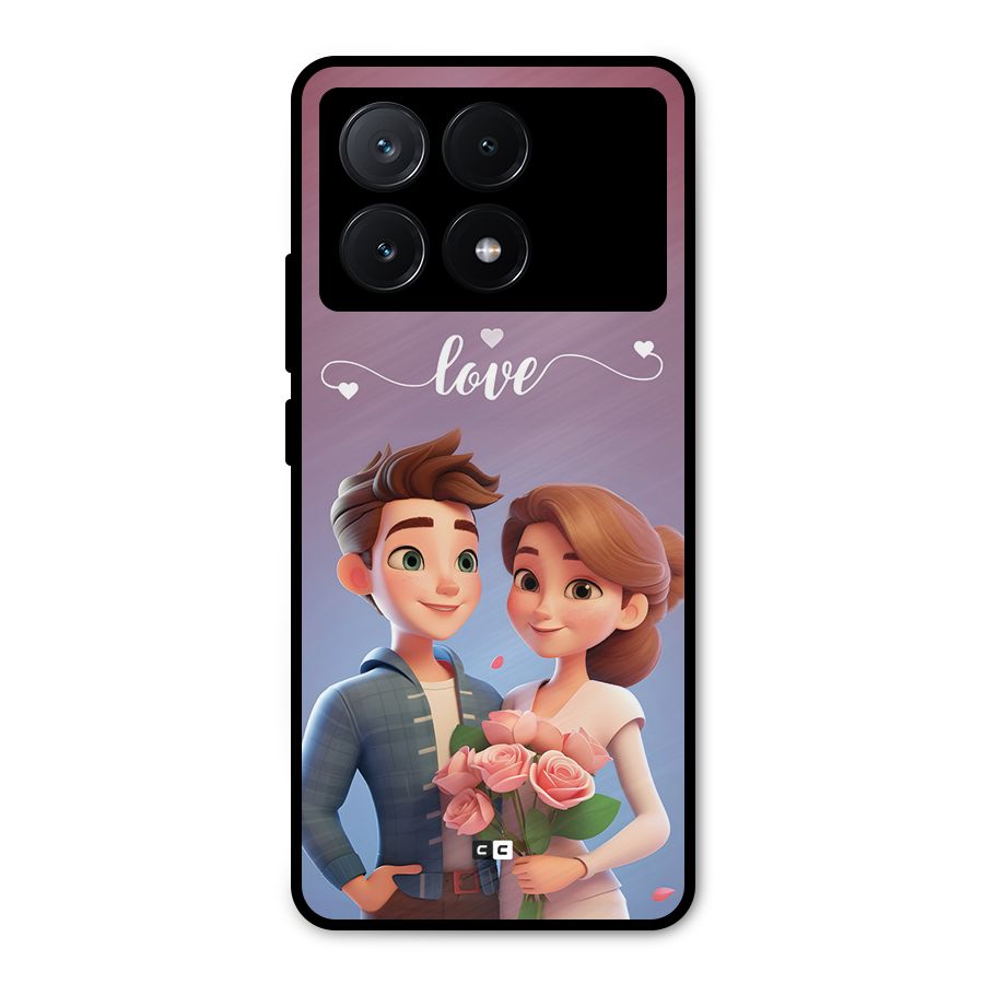 Couple With Flower Metal Back Case for Poco X6 Pro