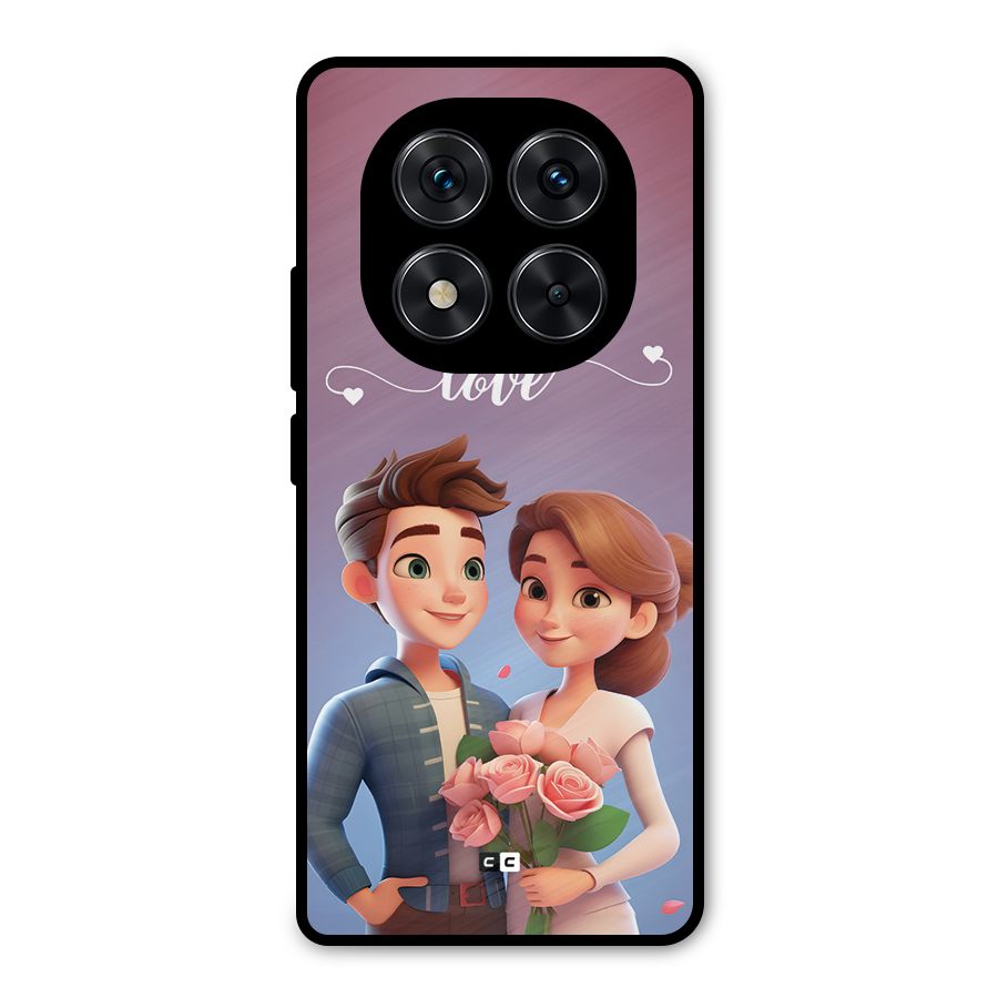 Couple With Flower Metal Back Case for Redmi Note 14 Pro 5G